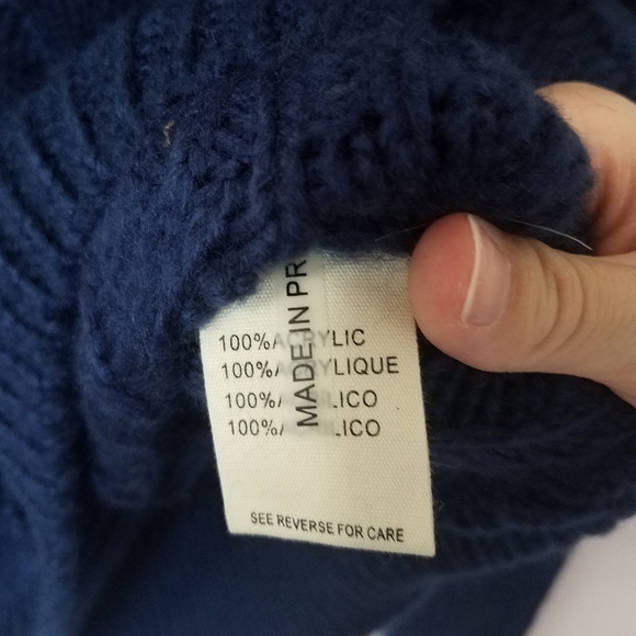 FRNCH Paris textured knit turtleneck sweater navy blue small/medium nwt - Picture 9 of 10